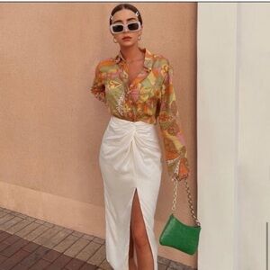 Zara Satin Effect Skirt with Knot